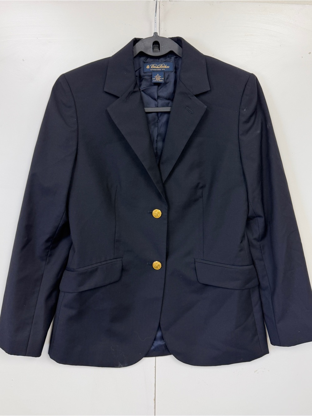 Brooks Brothers Navy Wool Blazer Gold Button Tailored Jacket Women's Size 0